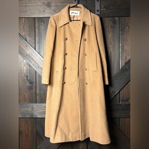 Vintage Warren of Stafford 100% Wool Camel Coat Zollinger’s Double Breasted USA